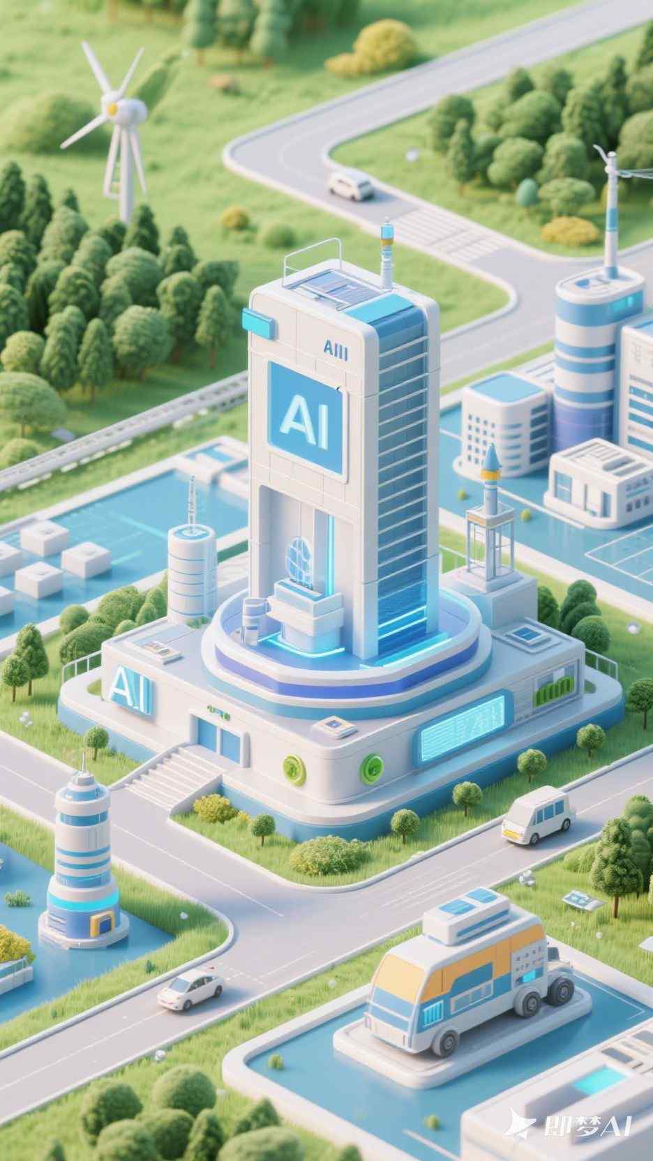 未来城市AI中心3D渲染图