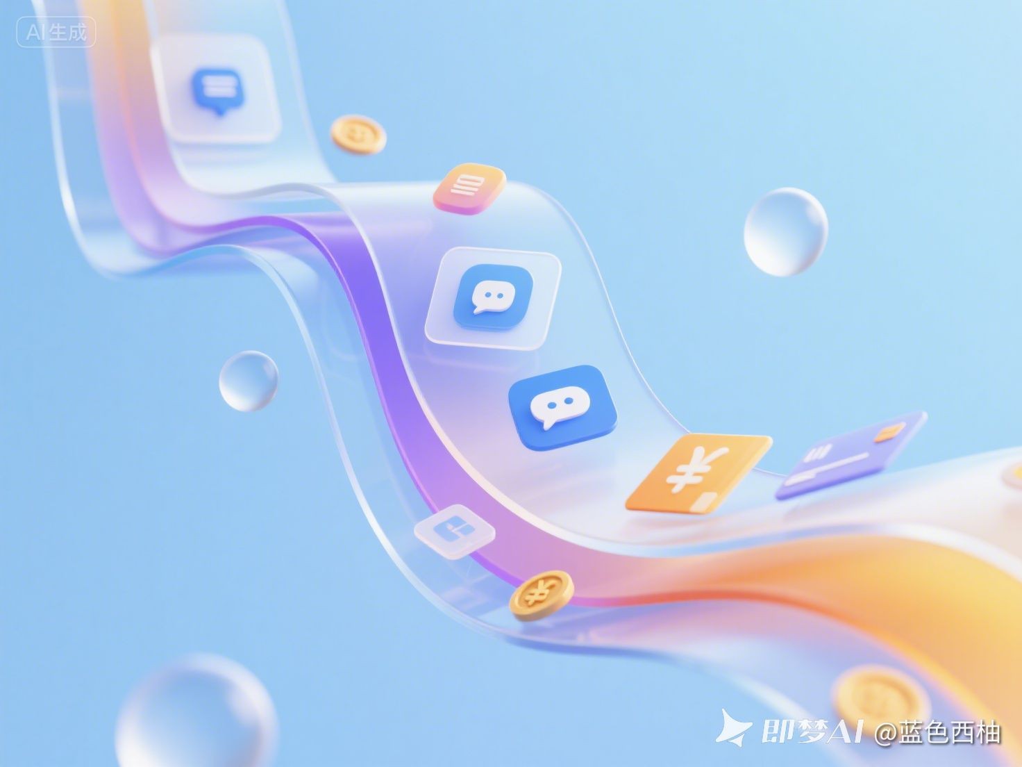 多彩渐变UI设计元素3D渲染图