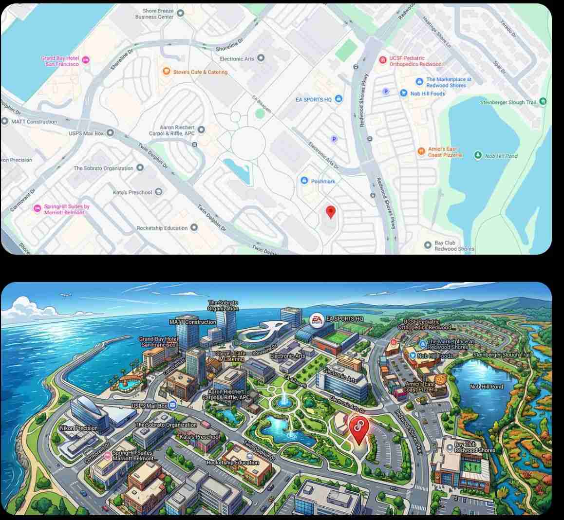 动漫风格的4:1全景地图插画
