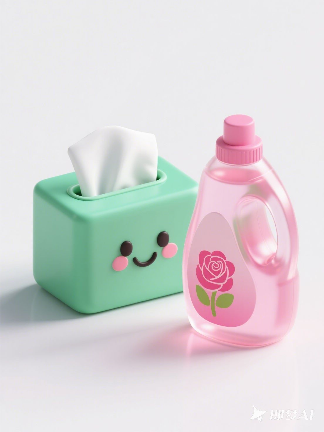 果冻质感的居家日常用品3D卡通渲染图