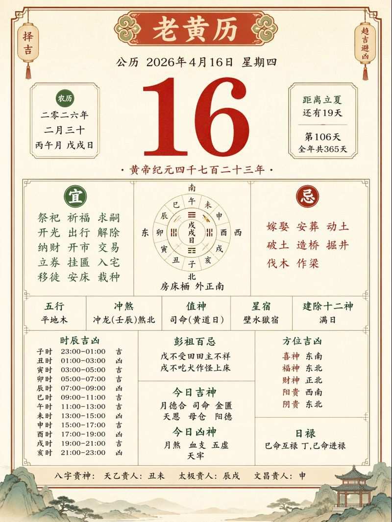 2026年4月16日老黄历设计图