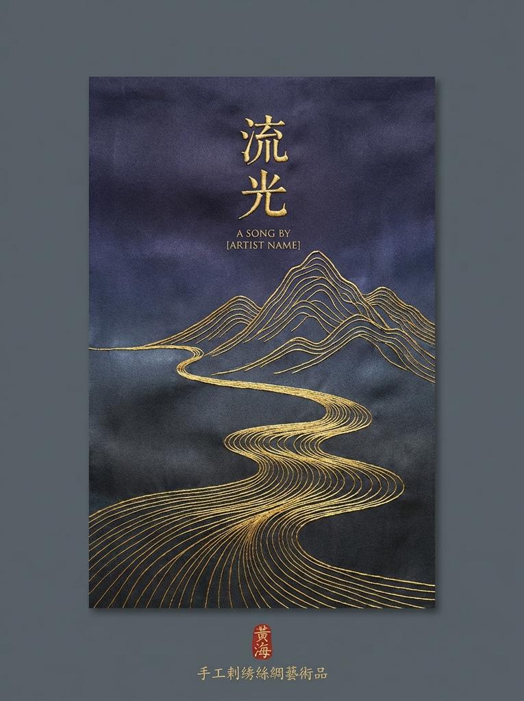 《一生所爱》刺绣丝绸专辑封面，黄海极简国风艺术
