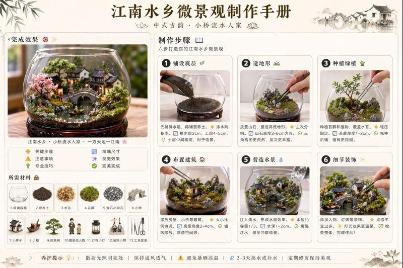 江南水乡微景观DIY制作教程海报