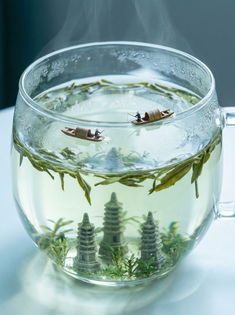 茶杯里的西湖：微缩乌篷船与三潭印月