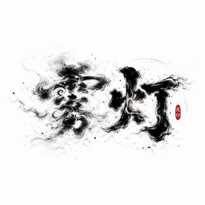 烟墨流体意象艺术字标 Logo