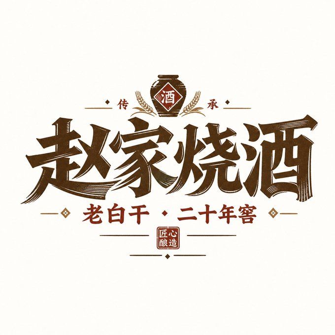 赵家烧酒复古标题字标设计