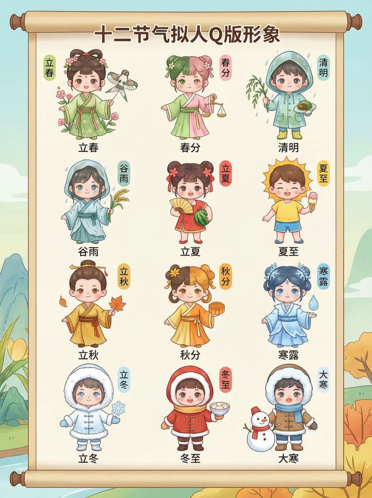 中国二十四节气的卡通形象