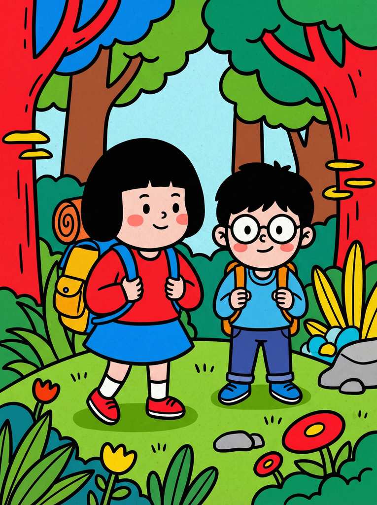 Q版卡通僵尸墓地夜行插画
