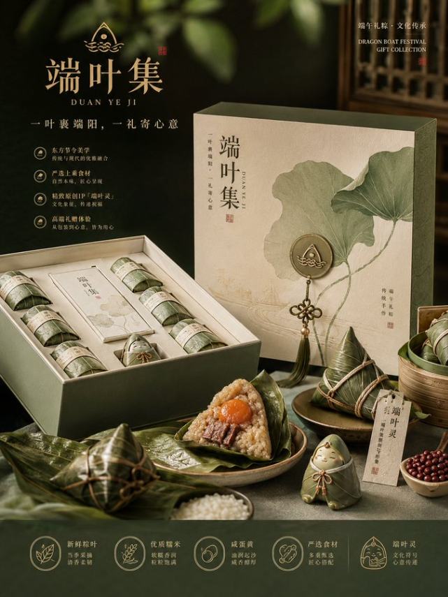 端叶集品牌粽子礼盒产品摄影展示