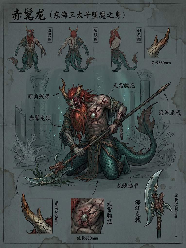 赤髯龙：堕魔东海三太子概念设计图