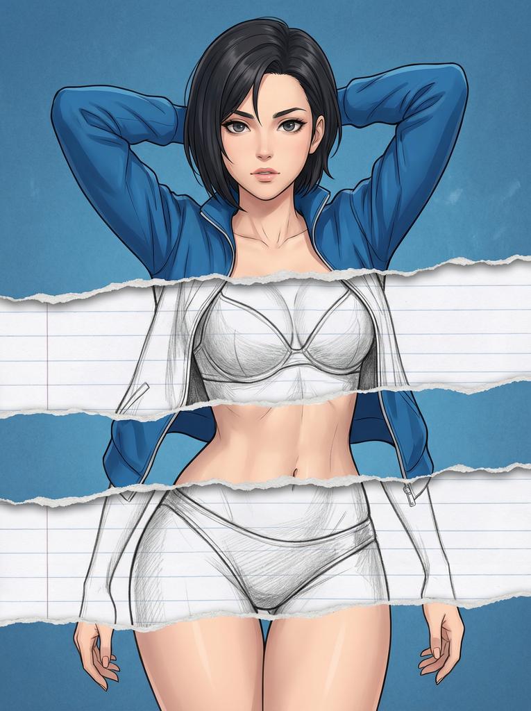 时尚插画中的撕纸效果