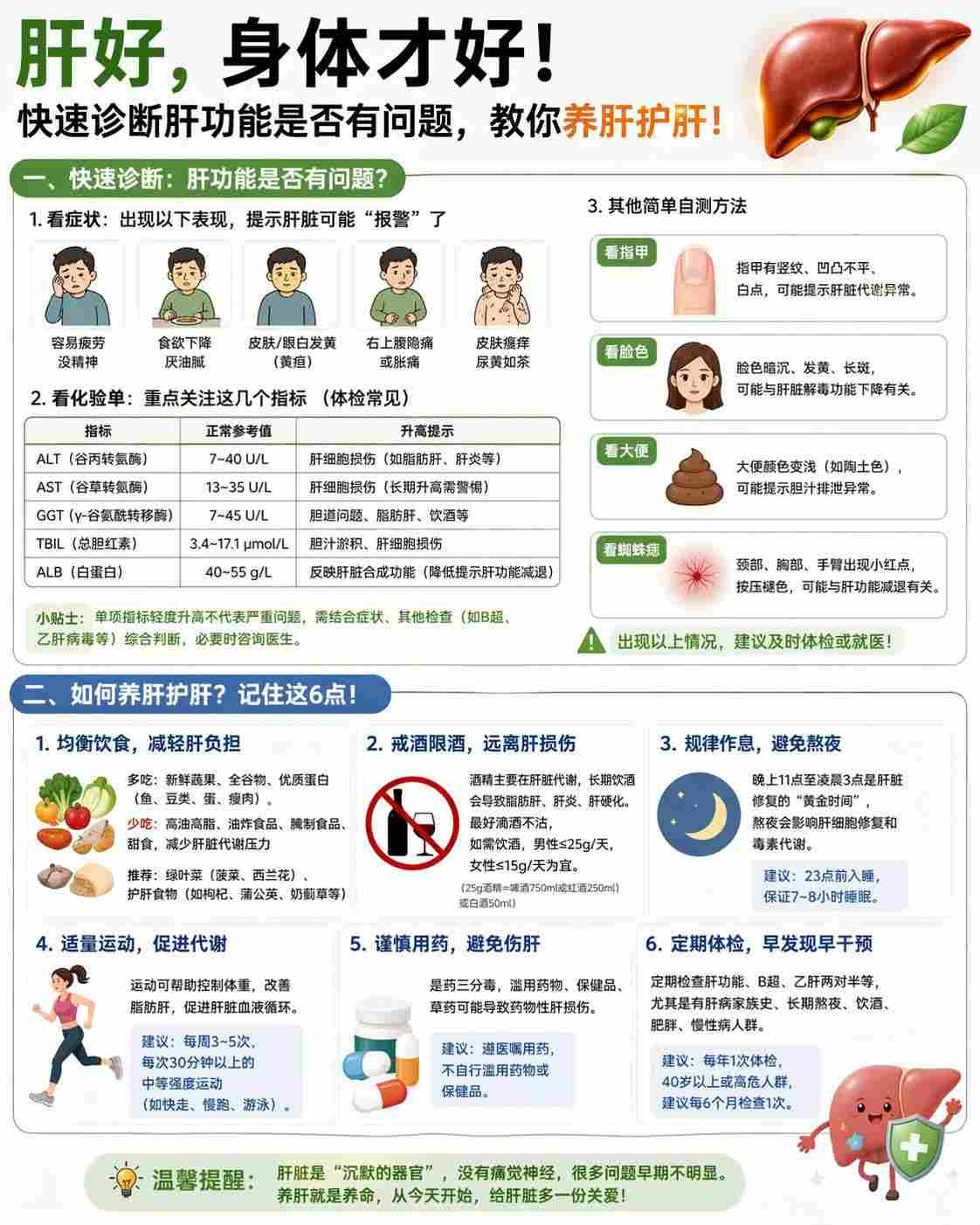肝功能快速诊断与养肝护肝科普海报