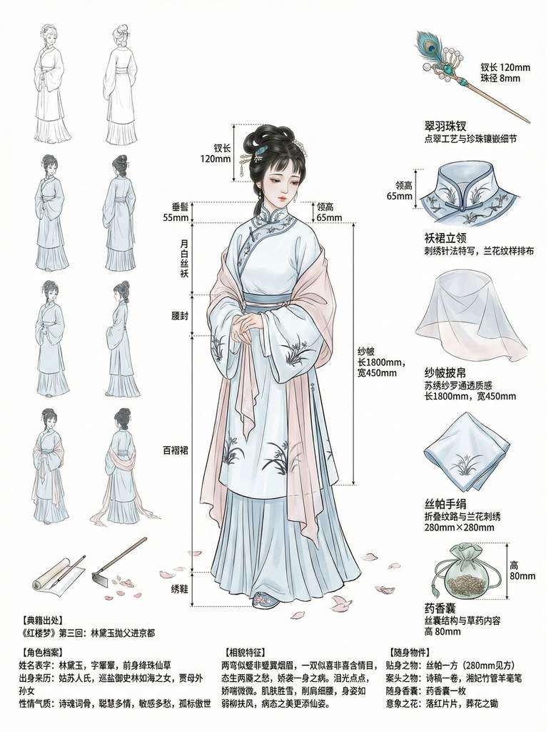 林黛玉清代闺阁服饰设计蓝图（艺术创作）
