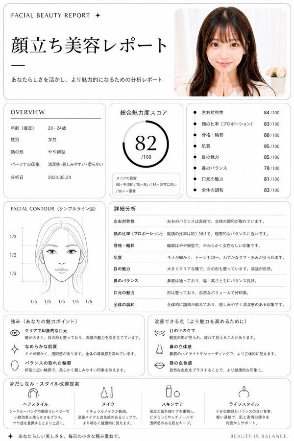 日系风格面部美容分析报告设计图