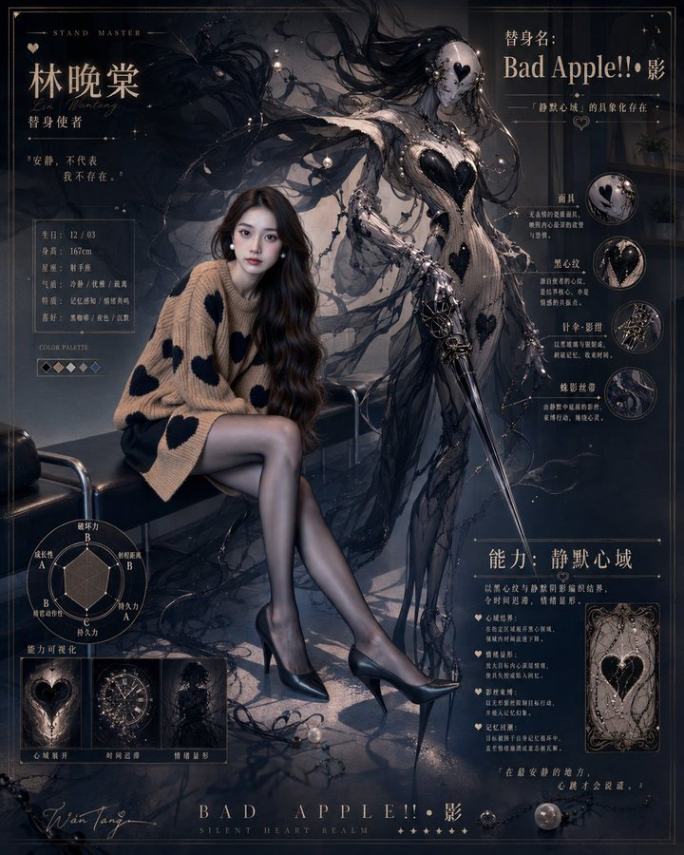 林晚棠与替身Bad Apple!!·影的角色设定海报