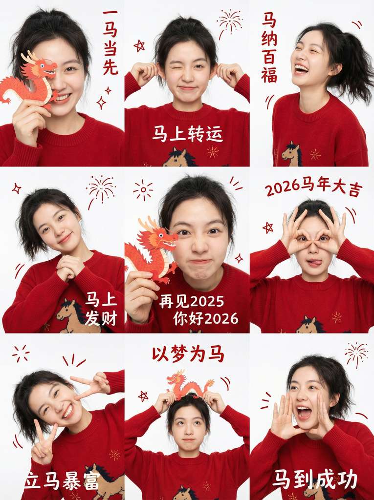 2026马年新春九宫格写真｜少女感抓拍大片