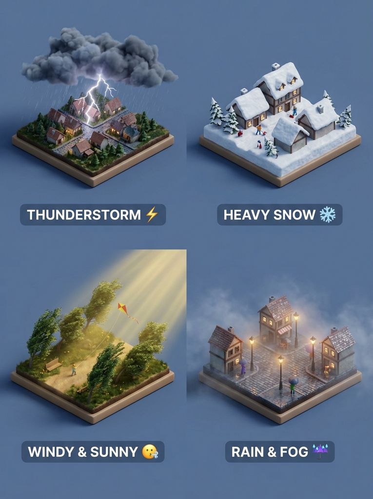 雪落小镇微缩景观：冬日静谧3D模型