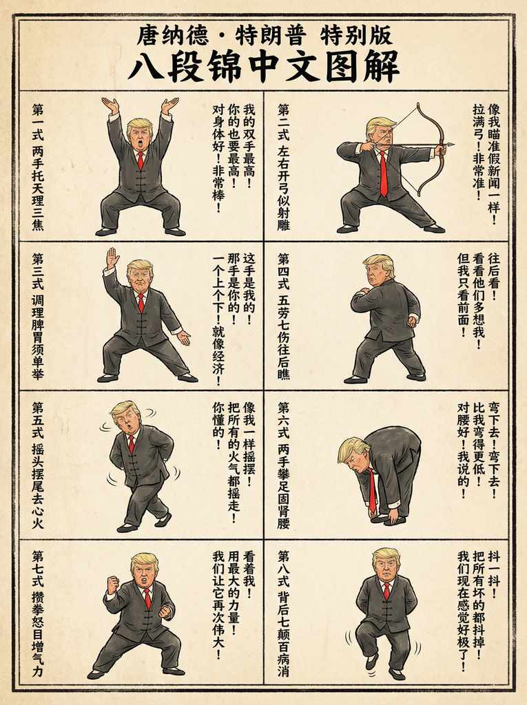 特朗普用中文图解教授八段锦