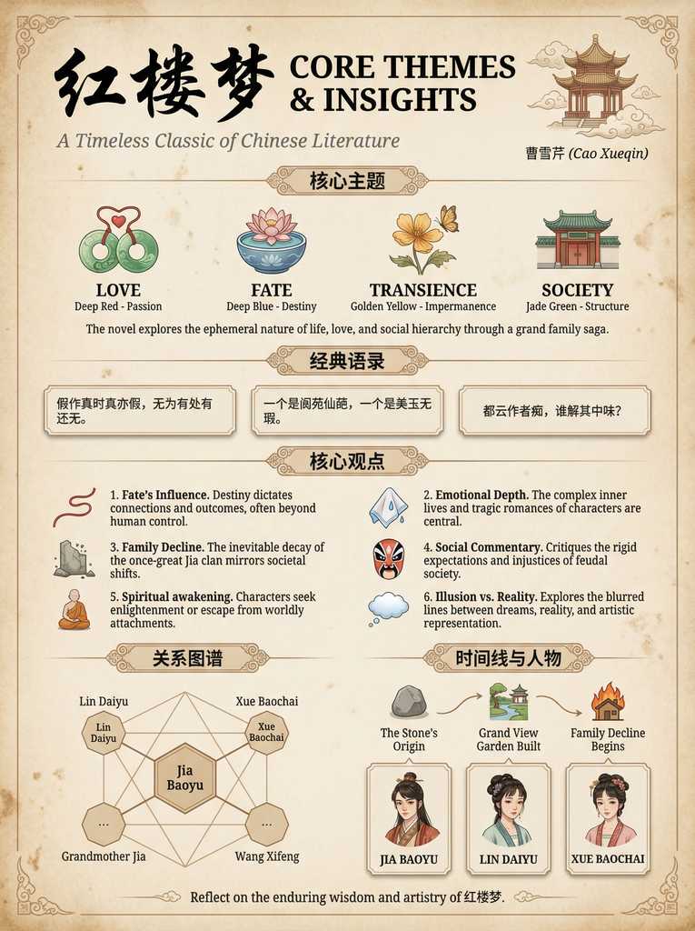 《百年孤独》国风信息图海报：魔幻现实主义核心主题解析