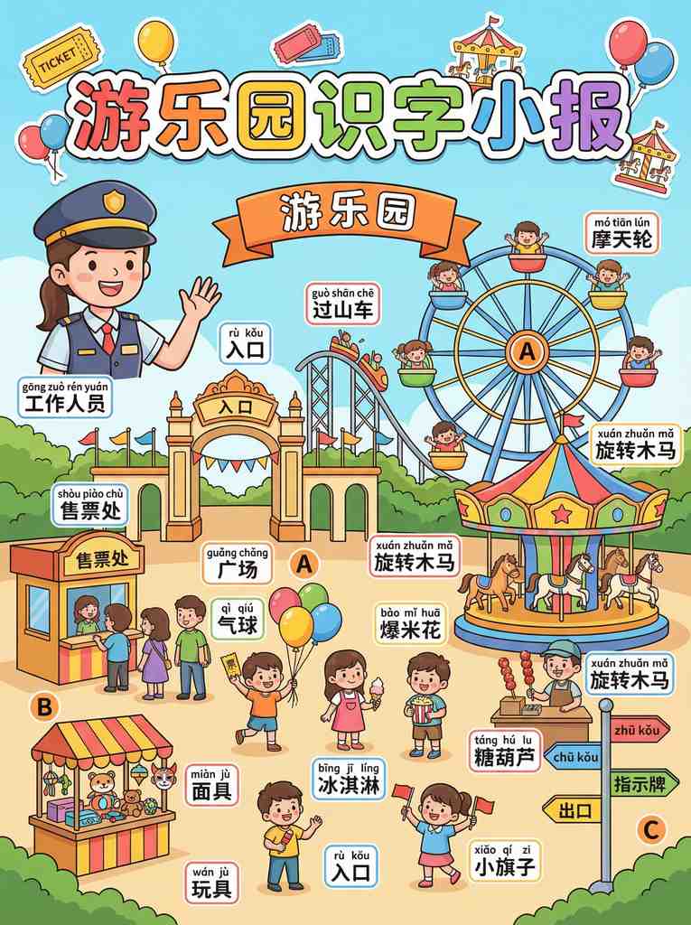 游乐园识字小报