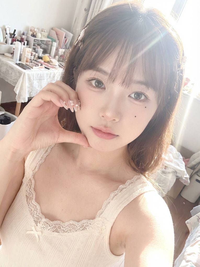 日韩风少女居家自拍，柔光高调甜美可爱