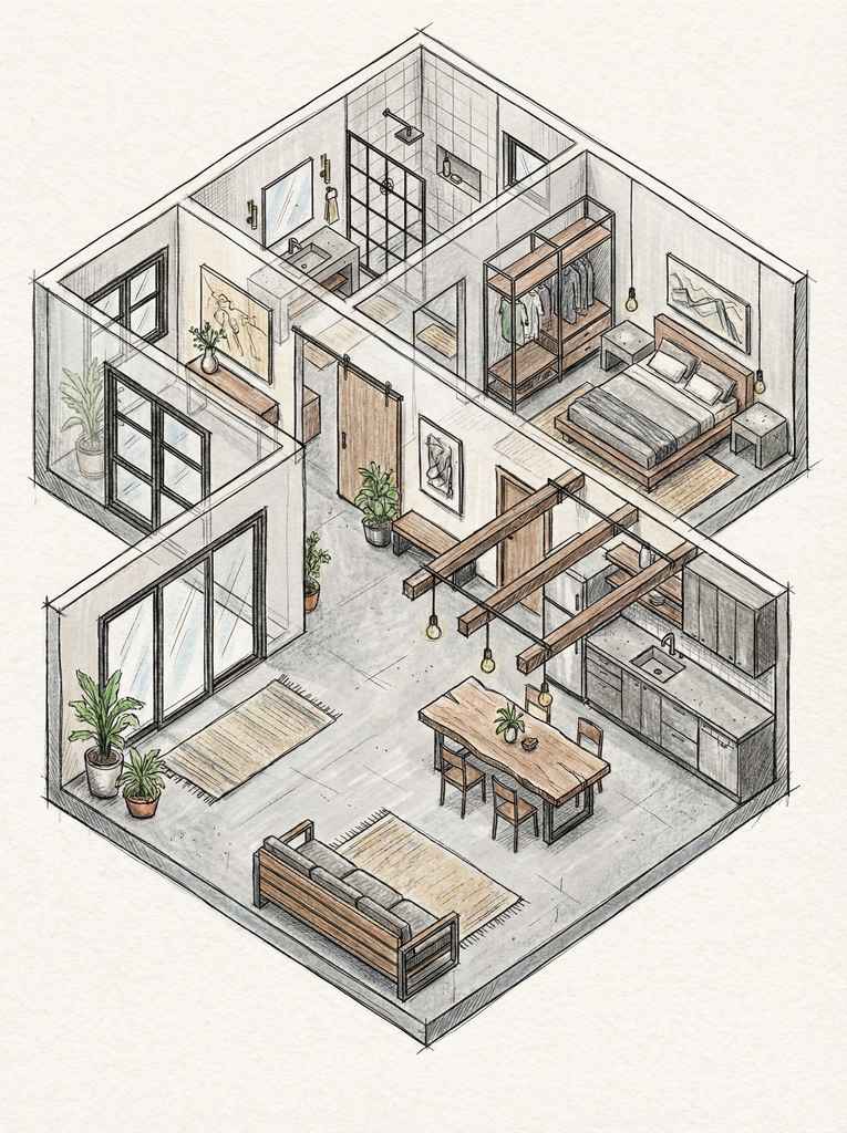 现代住宅室内设计3D效果图