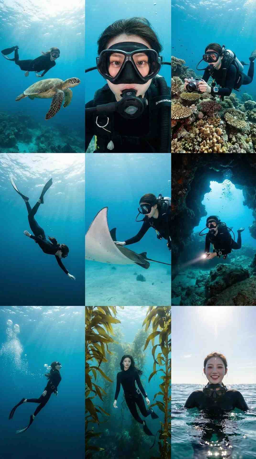 深海探索者九宫格：光影与海洋生物的奇幻邂逅