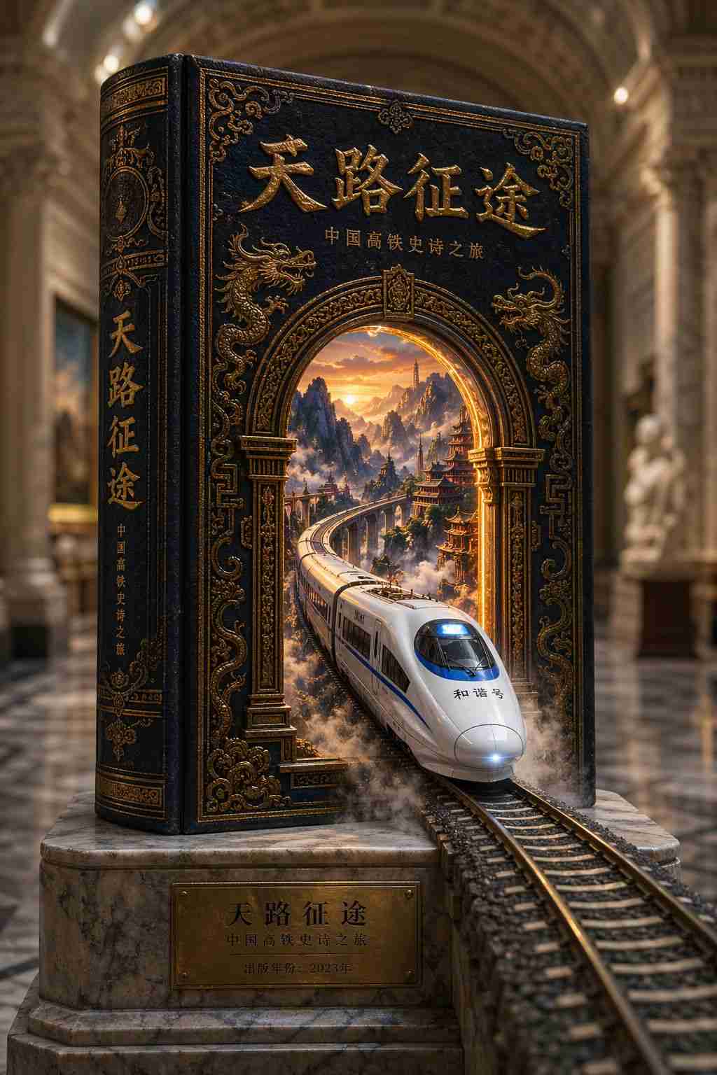 天路征途：中国高铁史诗之旅主题书与和谐号列车