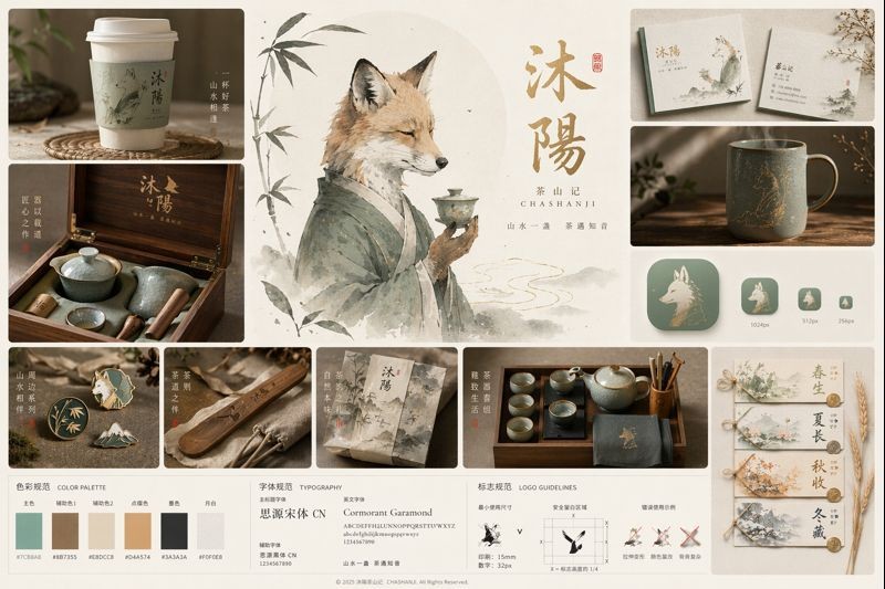 新中式禅意品牌VI设计：沐阳茶山记