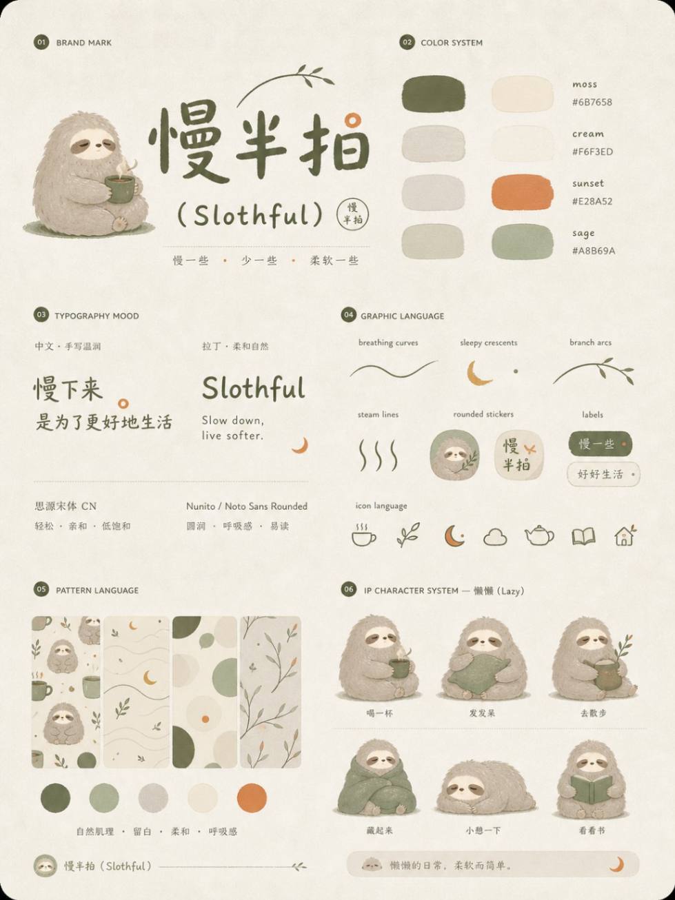 慢半拍品牌视觉识别系统提案板