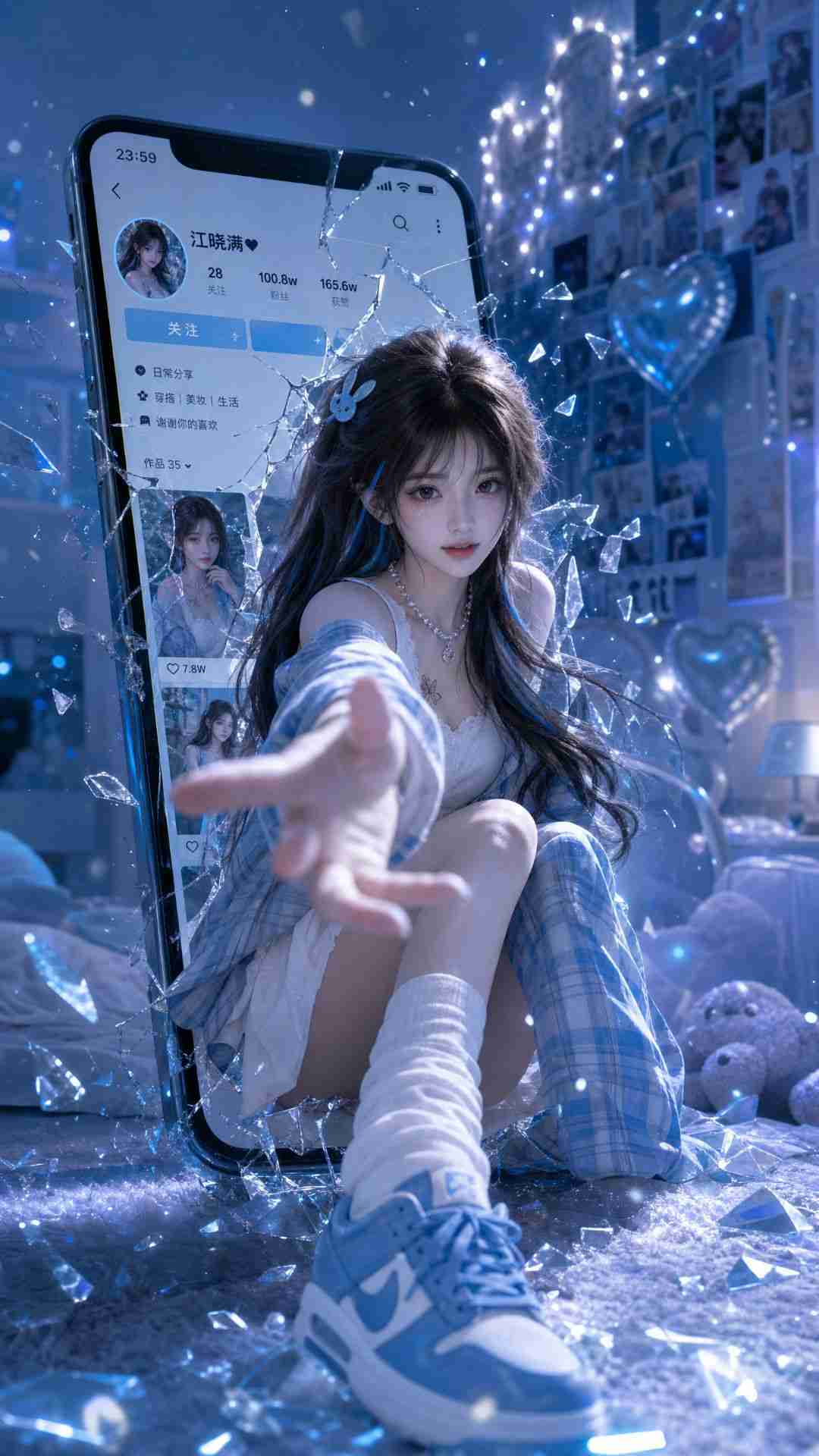 巨型手机屏幕破壁而出