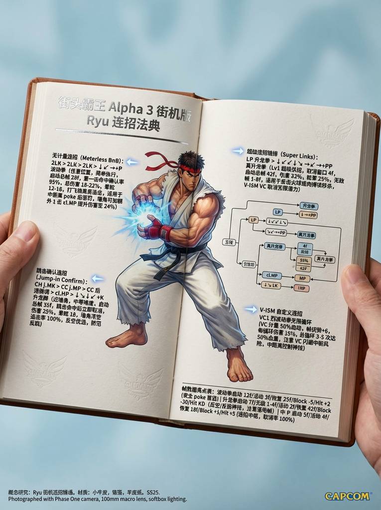 《街头霸王 Alpha 3》Ryu 连招法典高清艺术页