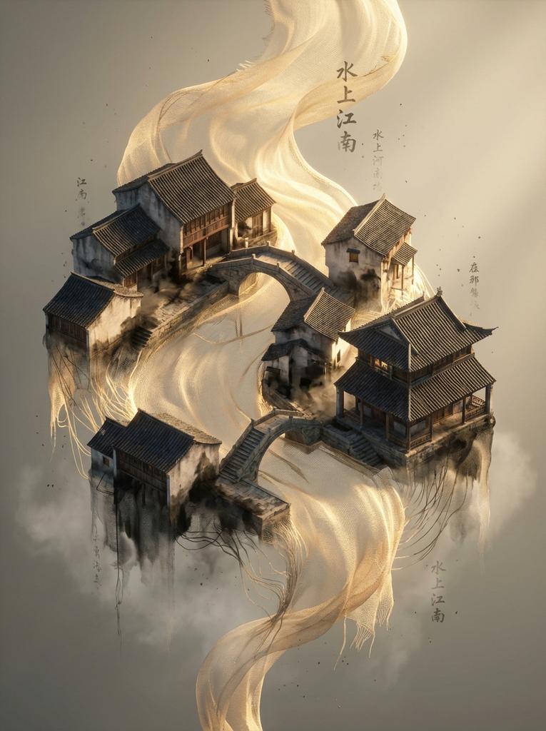 织梦江南：纱缕化古桥水乡的3D国风幻境