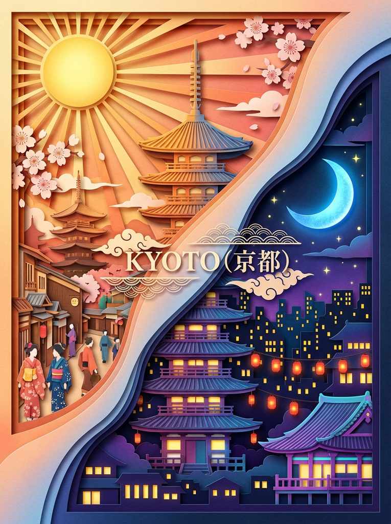 上海昼夜纸艺分屏：东方明珠与外滩的光影诗篇