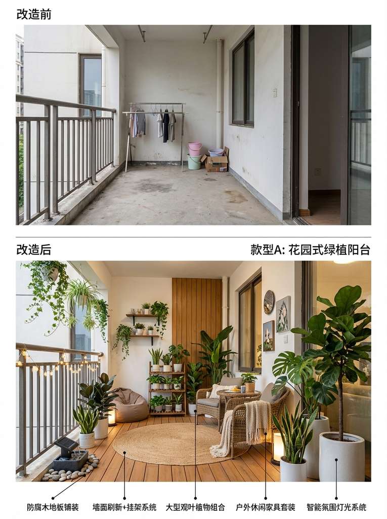 阳台改造前后对比：从空置到现代休闲露台