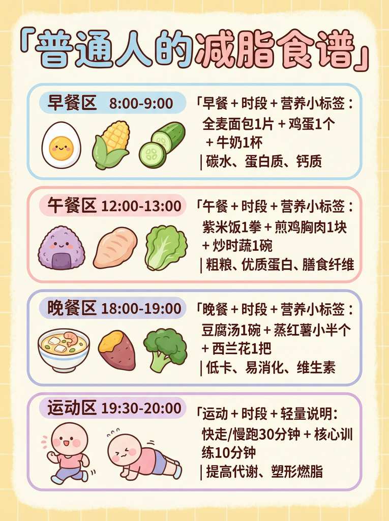 超可爱治愈风减脂食谱海报