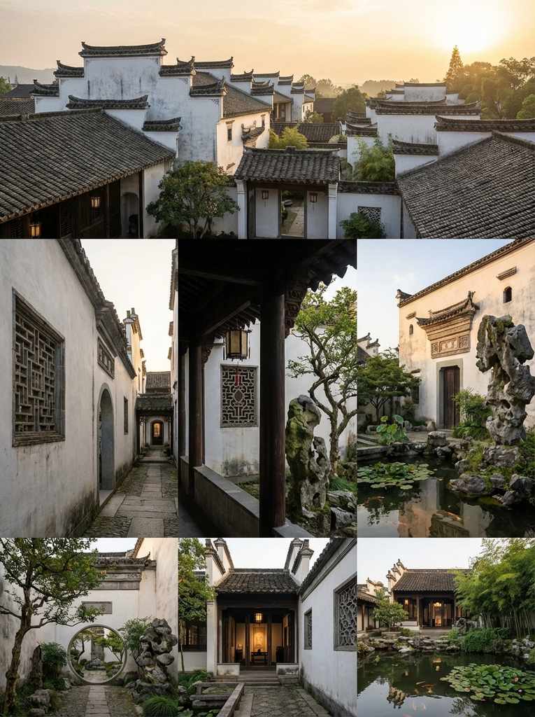 徽州园林微缩景观：粉墙黛瓦间的诗意庭院