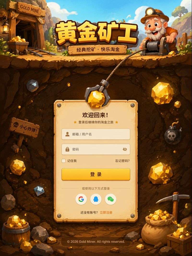 黄金矿工风格游戏登录界面设计