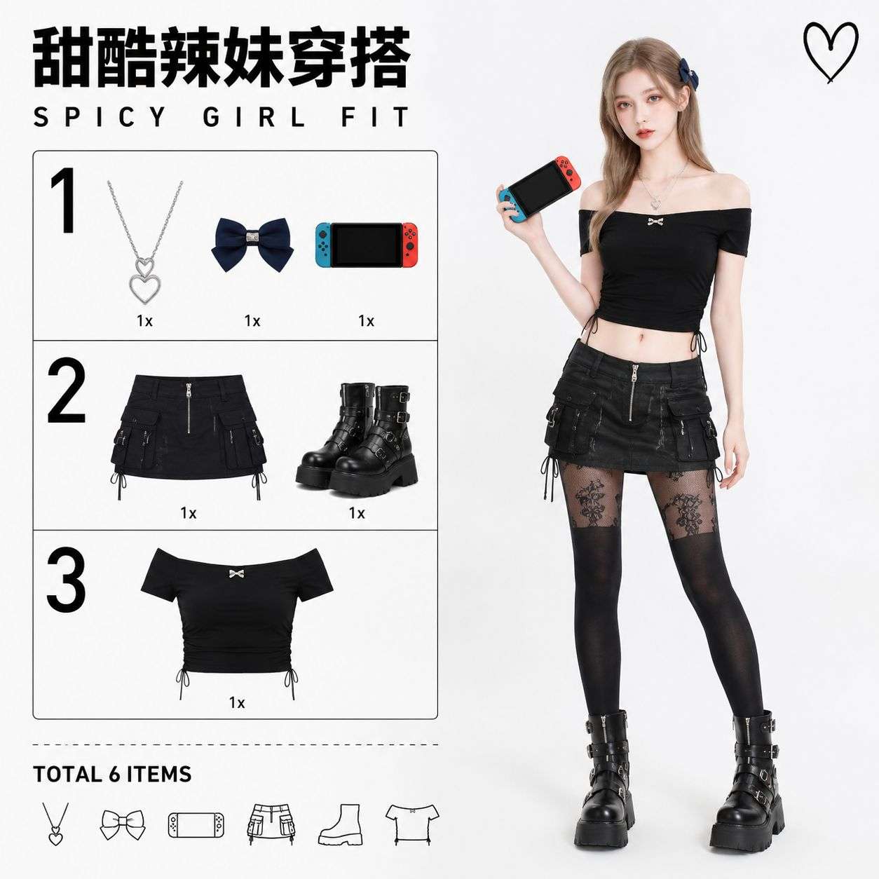 甜酷辣妹穿搭清单海报