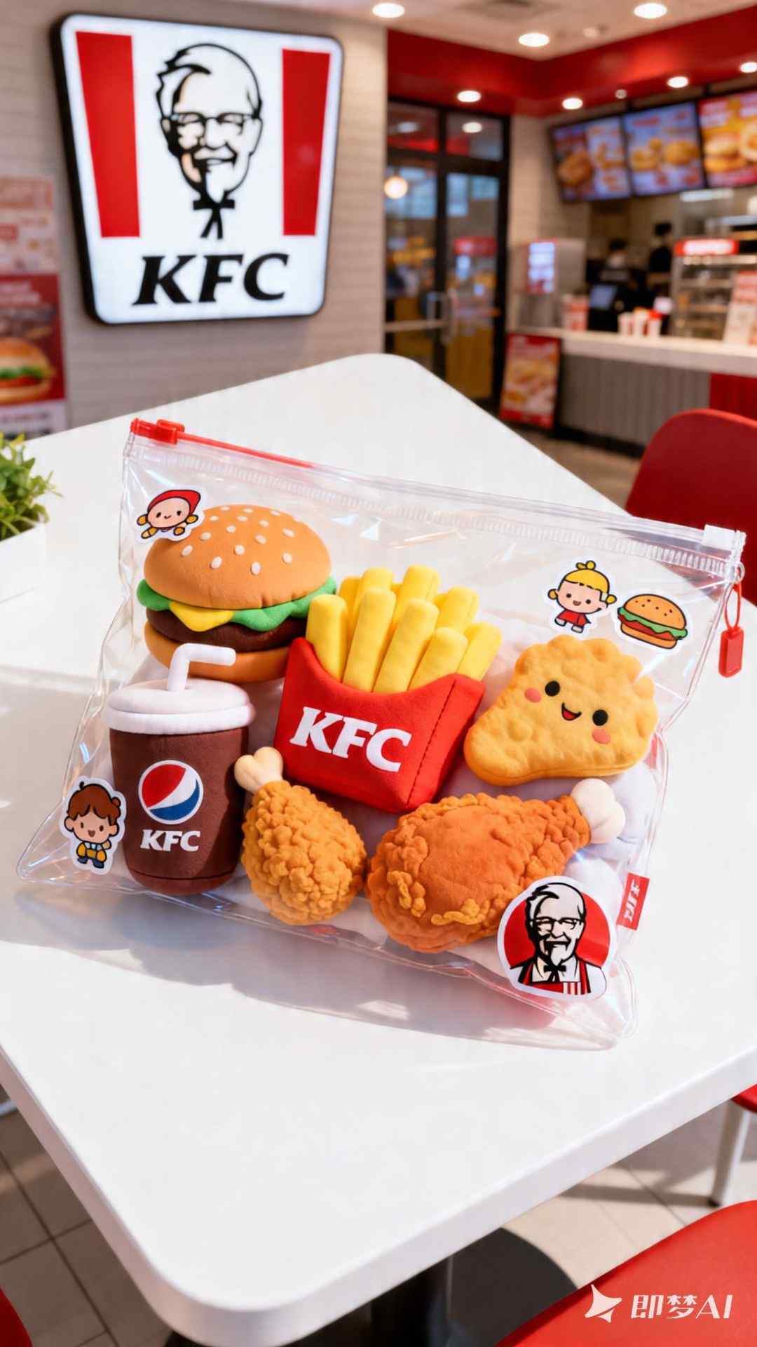 KFC主题卡通汉堡可乐炸鸡薯条捏捏