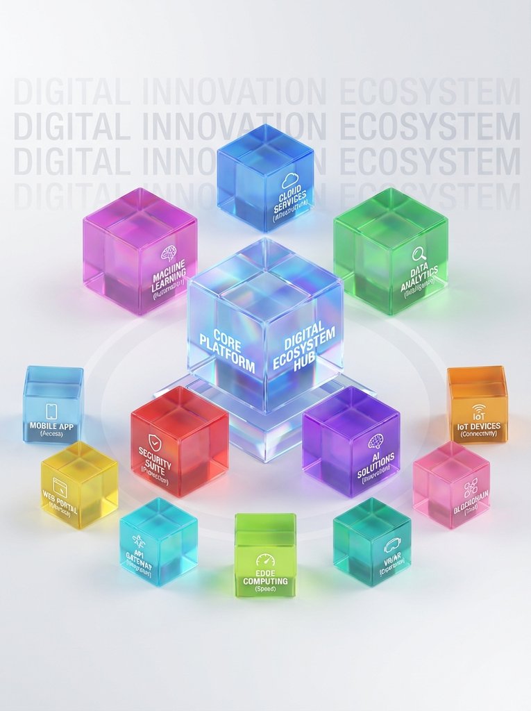 Berryxia.AI 3D生态展示墙：透明立方体环形布局