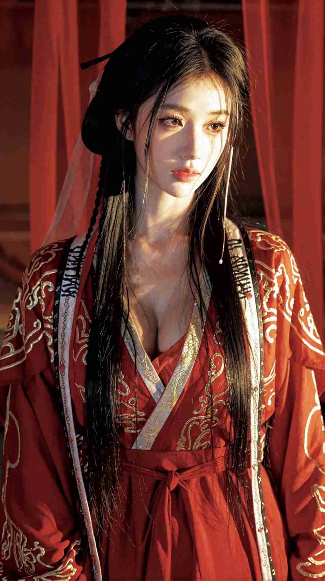 阳光下的红衣女