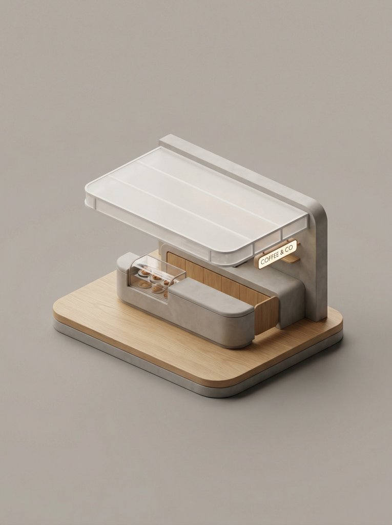 微缩风格的有机农产品摊位3D模型