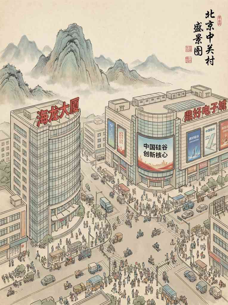 新中式风格深圳华强北电子市场长卷图