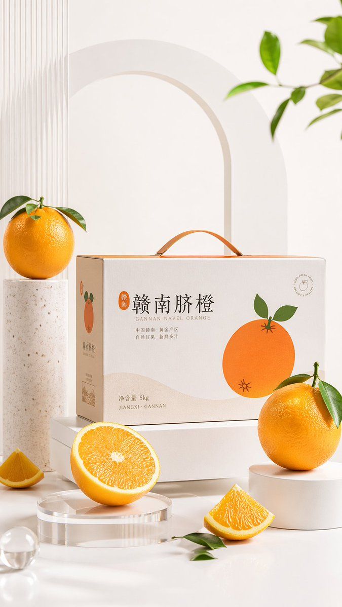 赣南脐橙产品静物摄影与包装展示