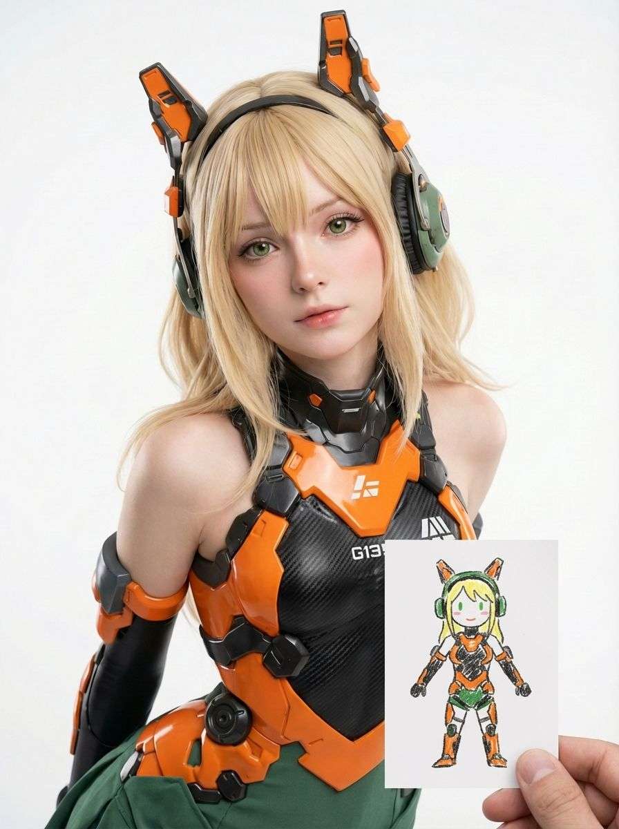 赛博朋克风女性Cosplay与手绘对比