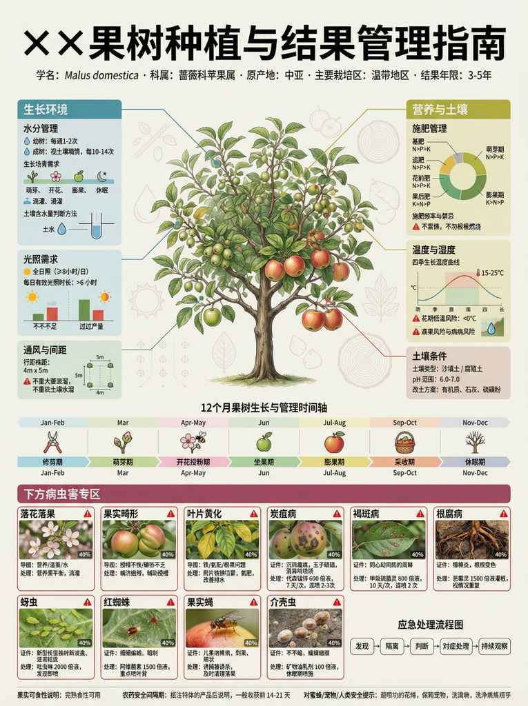 苹果树种植与结果管理指南（博物馆级科普海报）
