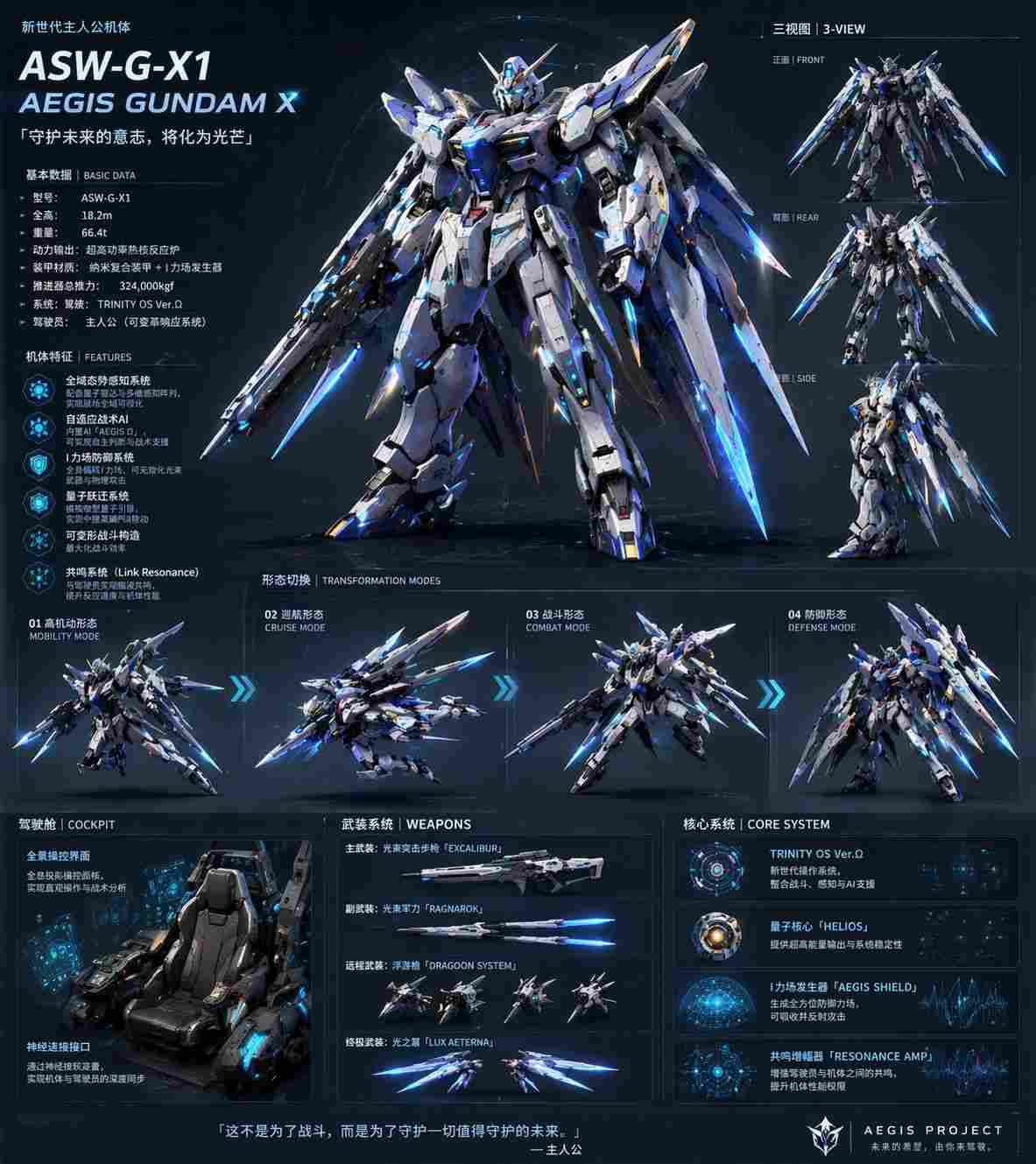 ASW-G-X1高达三视图与形态切换设定图