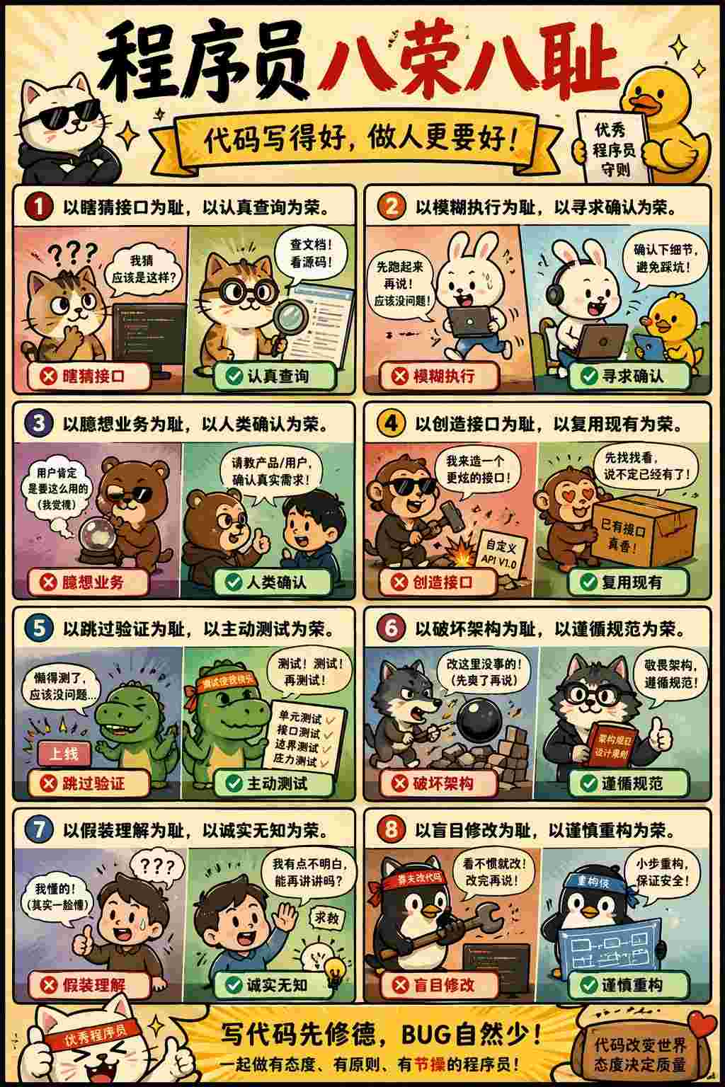程序员八荣八耻搞笑漫画海报
