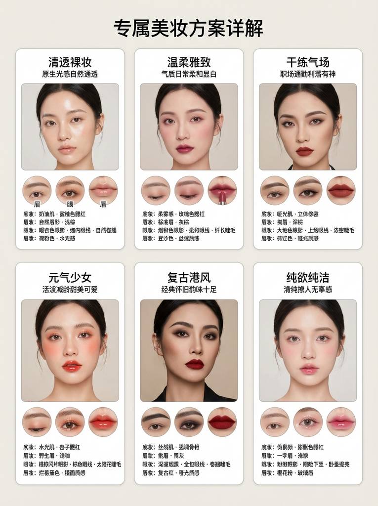 六款定制美妆方案详解长图海报